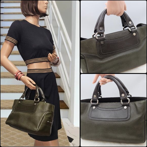 Cรฉline Boogie Olive Pebbled leather Handbag - Picture 6 of 17